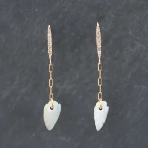 14k Gold Diamond   Opal Drop Earrings