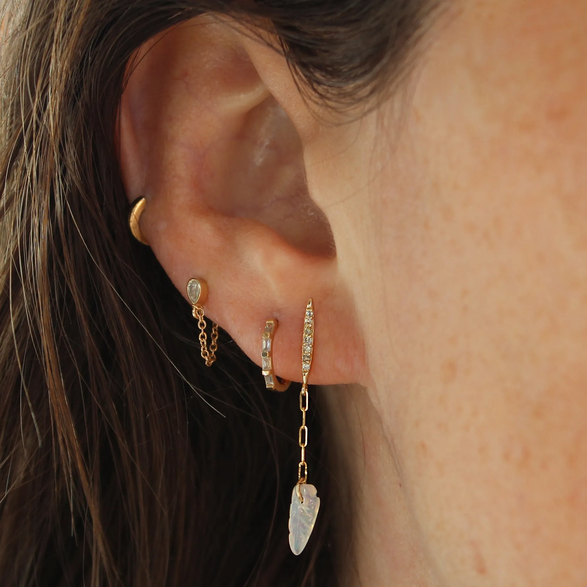 14k Gold Diamond   Opal Drop Earrings
