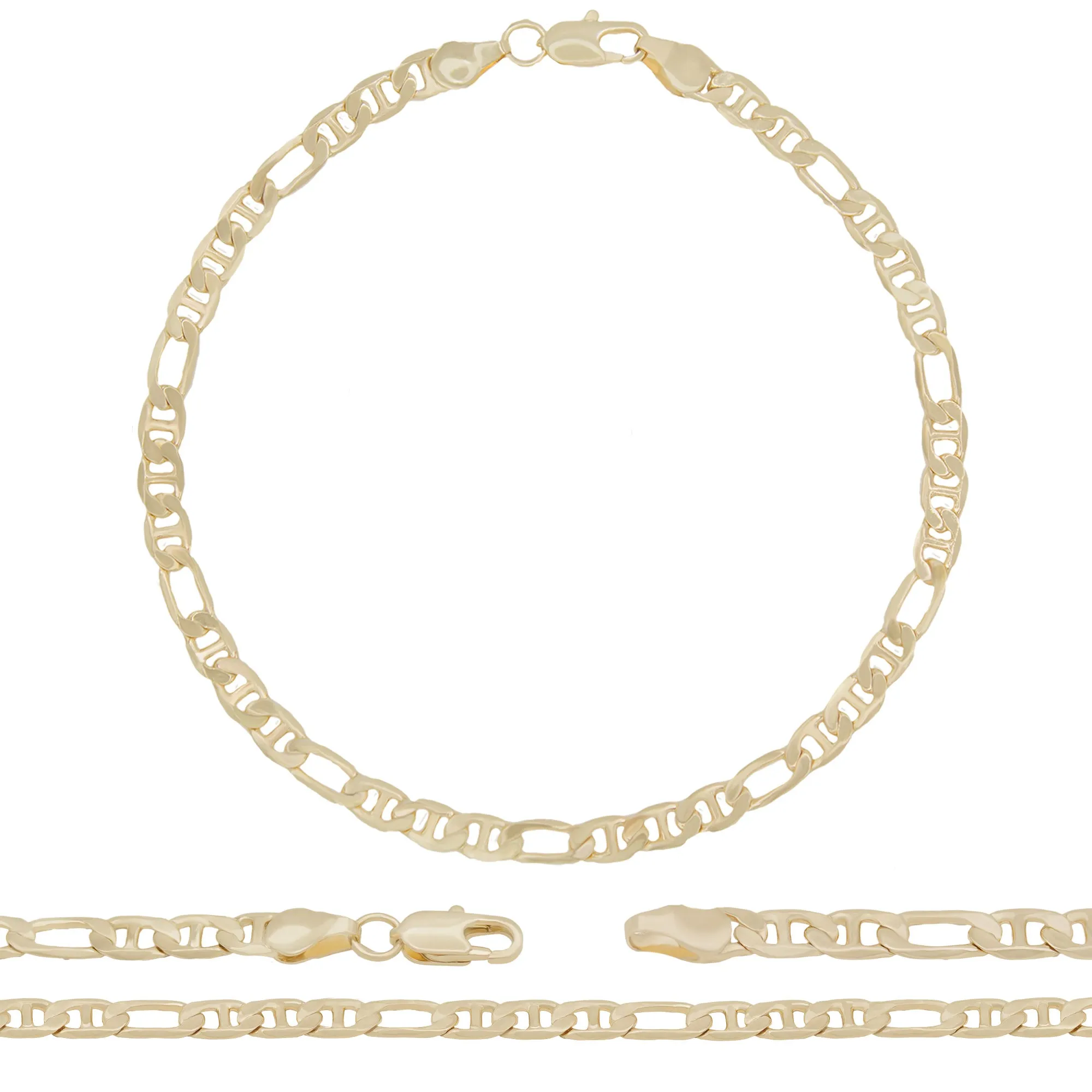 14K Gold Filled Anklet Figaro Mariner Chain Anklet 10" Women Jewelry