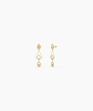 14K Gold Geometric Dangle Earrings