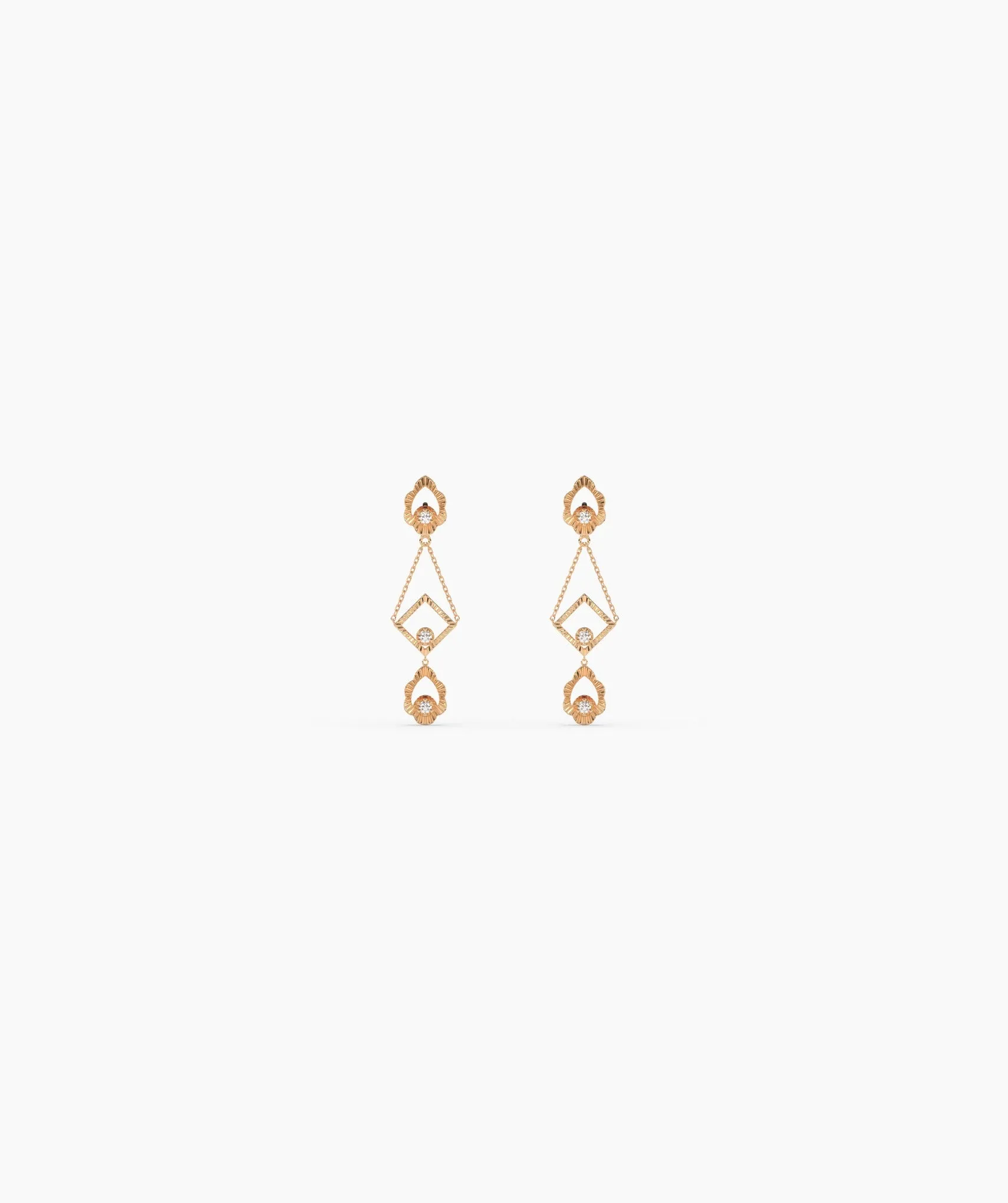 14K Gold Geometric Dangle Earrings