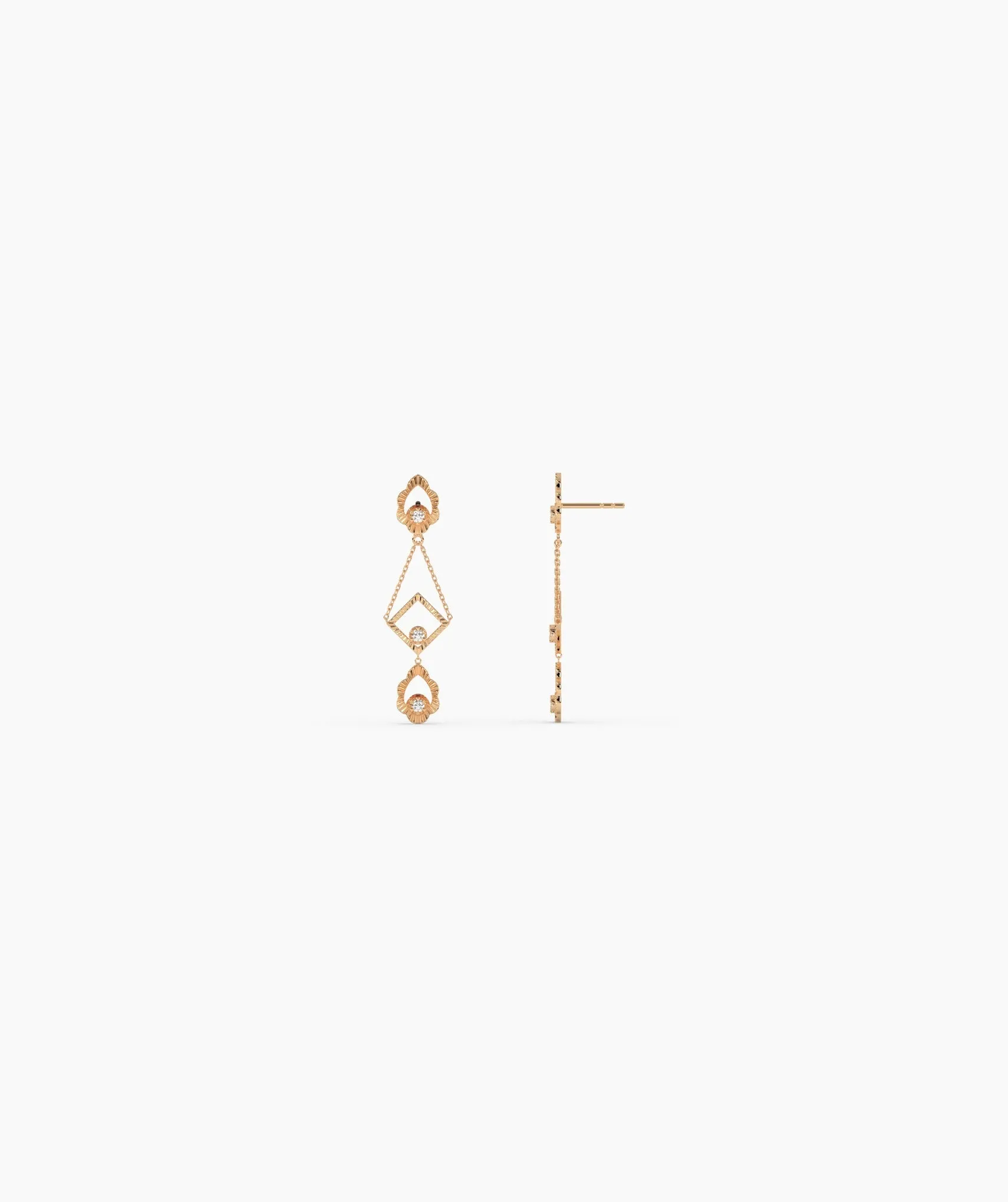 14K Gold Geometric Dangle Earrings