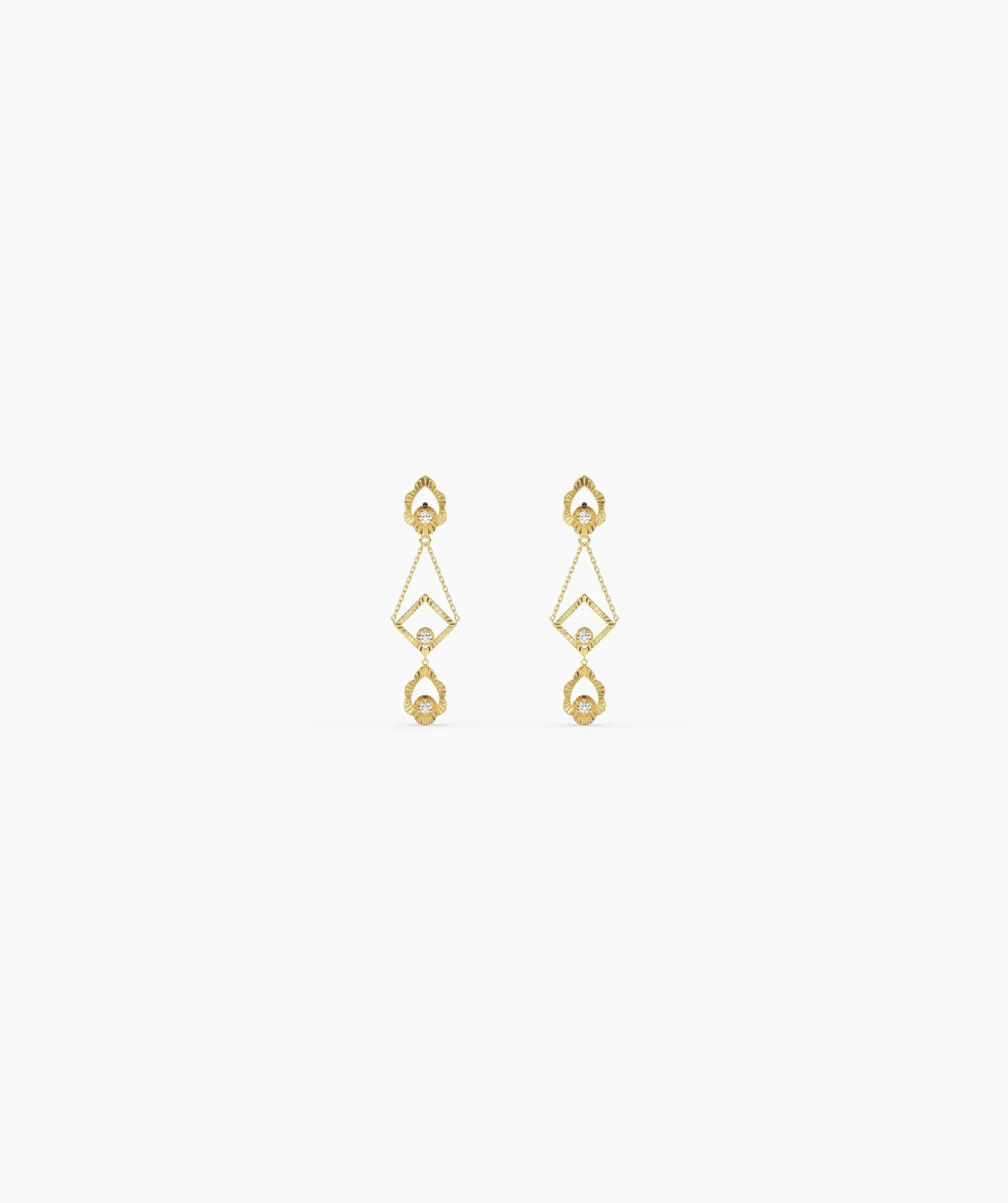 14K Gold Geometric Dangle Earrings
