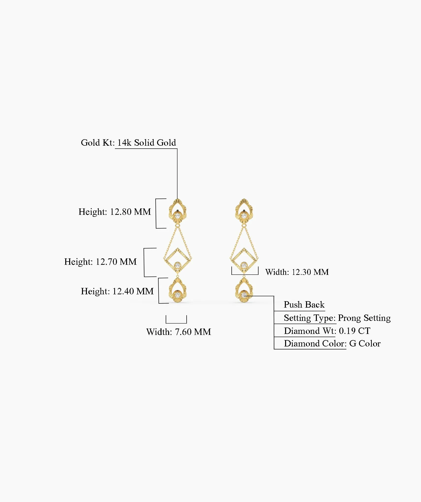 14K Gold Geometric Dangle Earrings