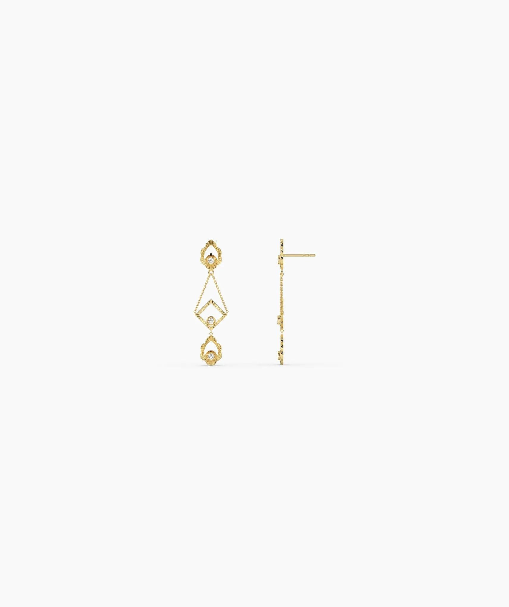 14K Gold Geometric Dangle Earrings