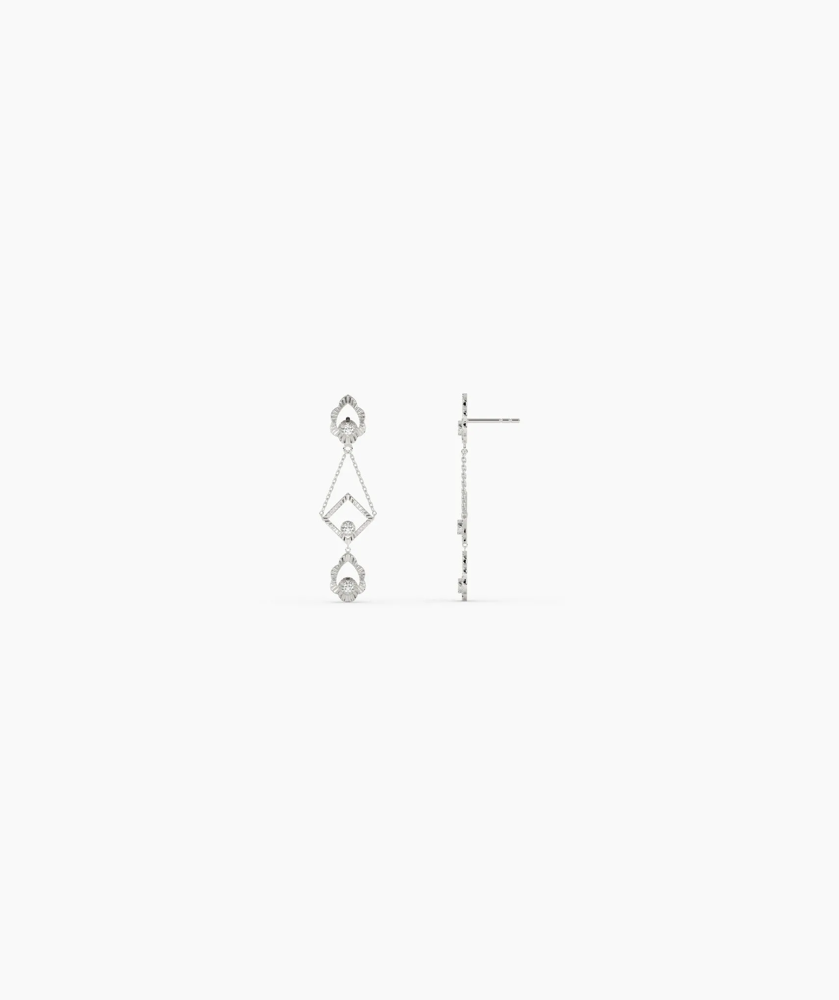 14K Gold Geometric Dangle Earrings