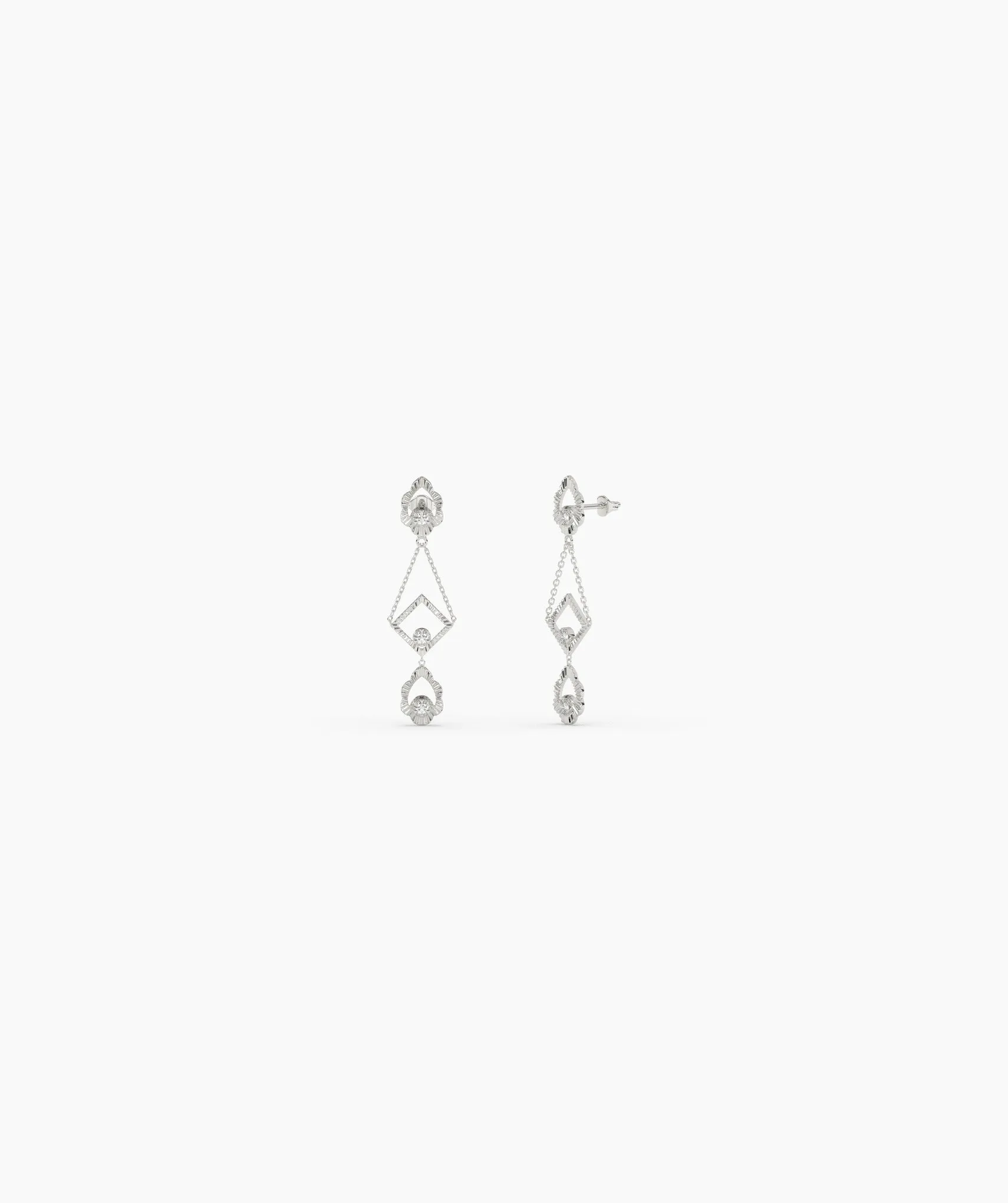 14K Gold Geometric Dangle Earrings