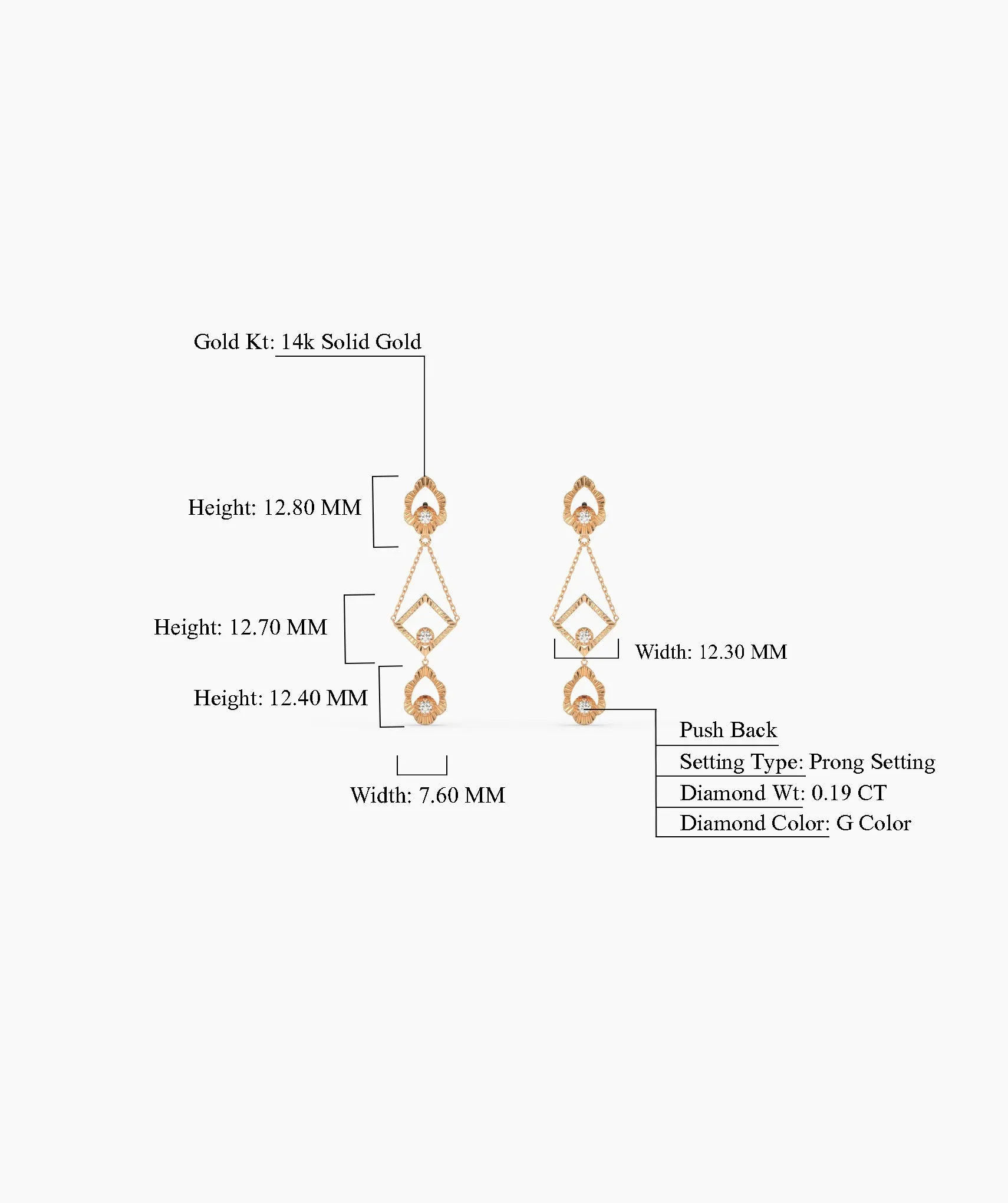 14K Gold Geometric Dangle Earrings