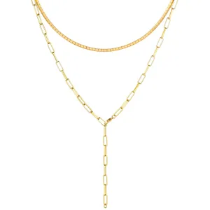 14K Gold Paperclip Oval Link Chain Jewelry Set