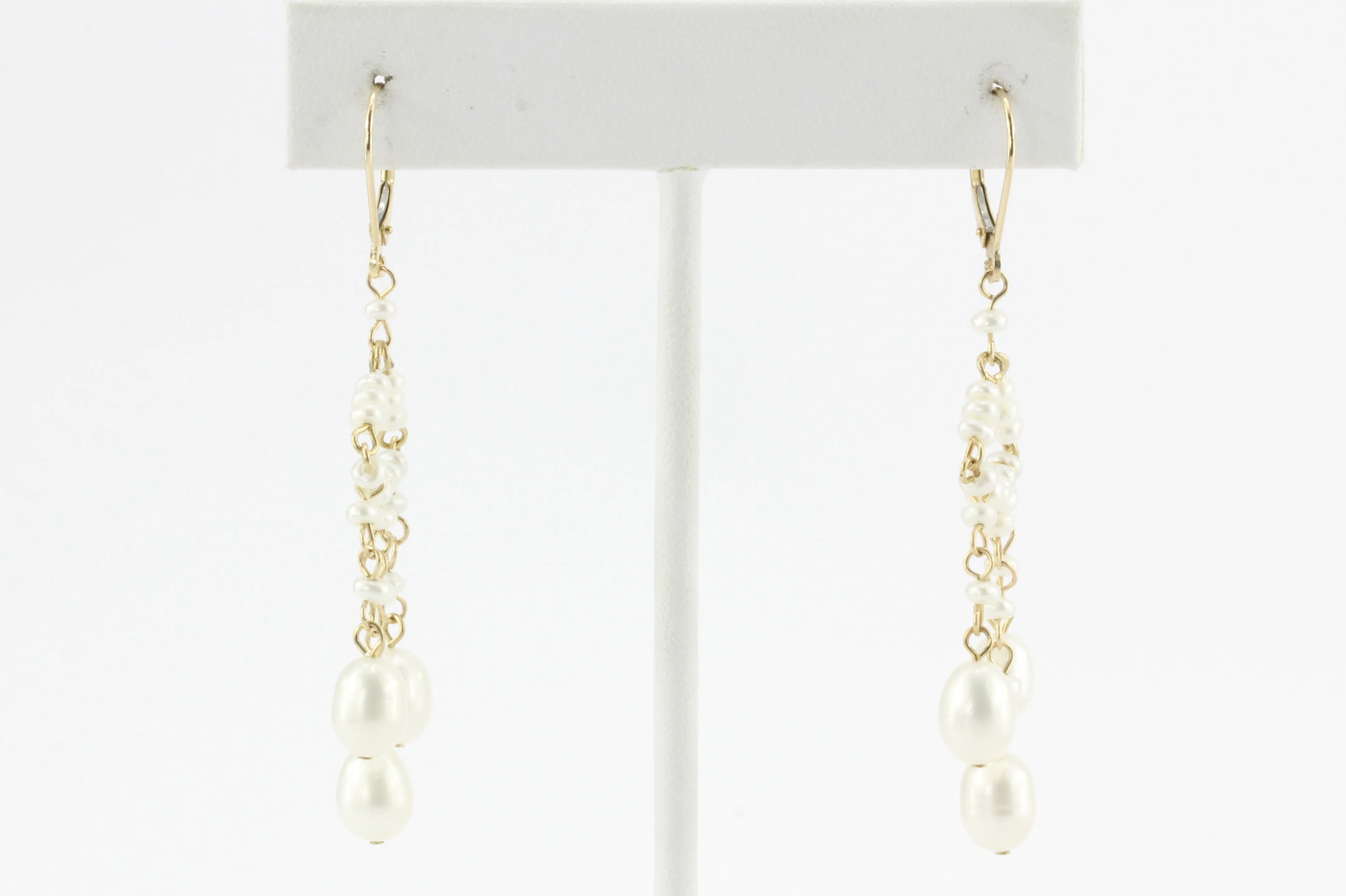 14K Gold Pearl Chandelier Drop Earrings