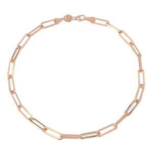 14K Gold Thin Elongated Oval Link Ankle Bracelet, Large Size Links