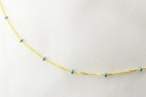 14K Gold Turquoise Enamel Chain Necklace