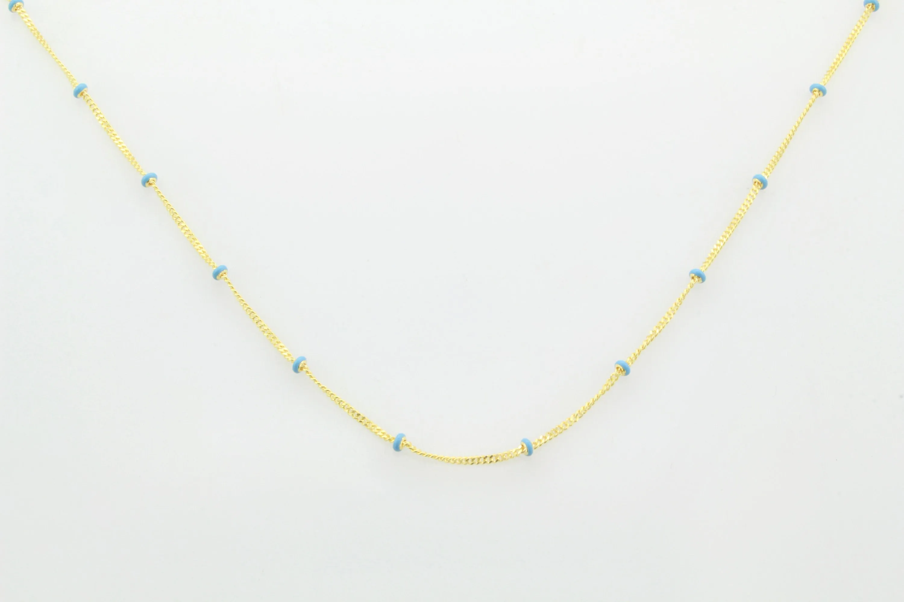 14K Gold Turquoise Enamel Chain Necklace