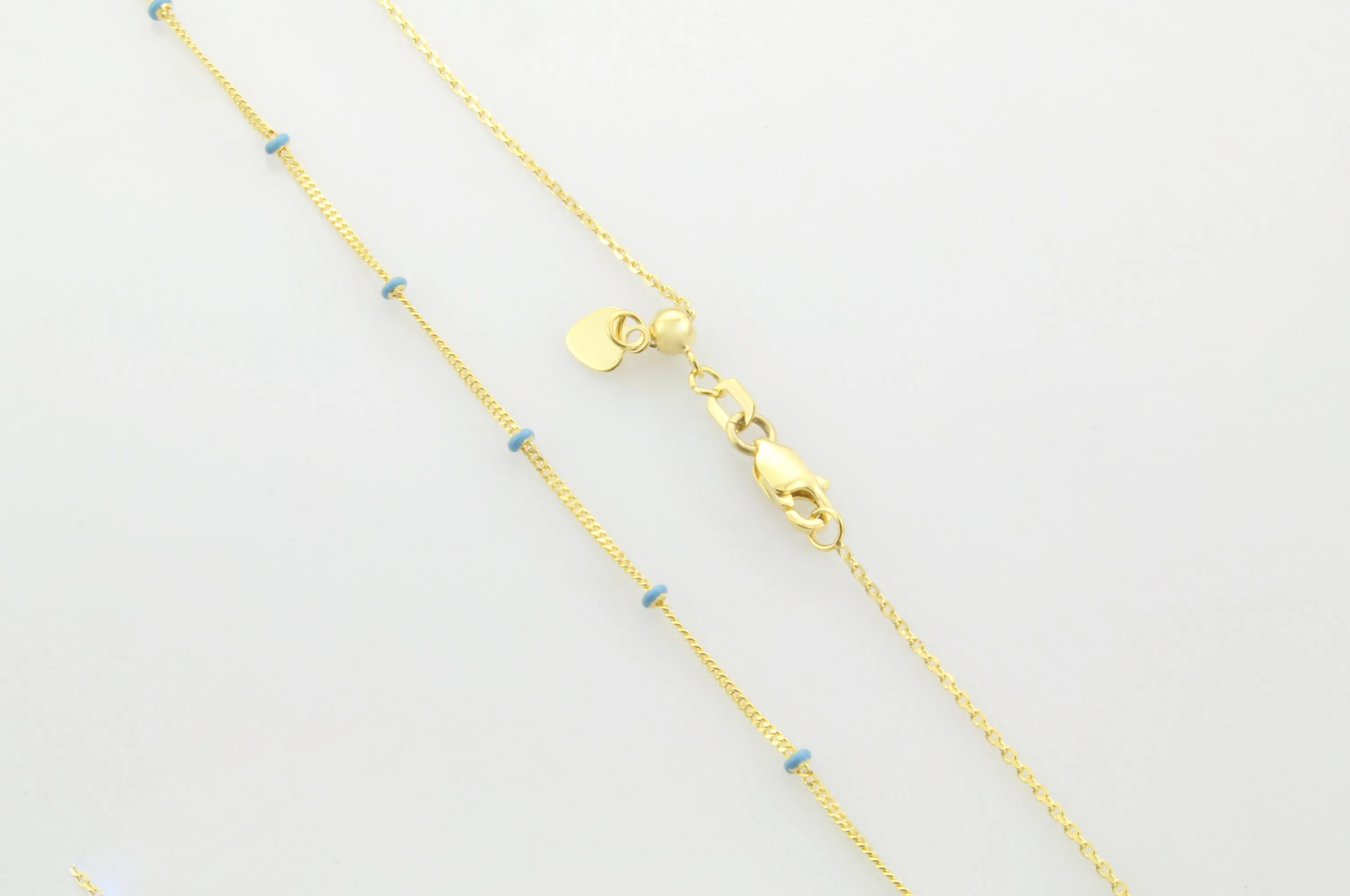 14K Gold Turquoise Enamel Chain Necklace