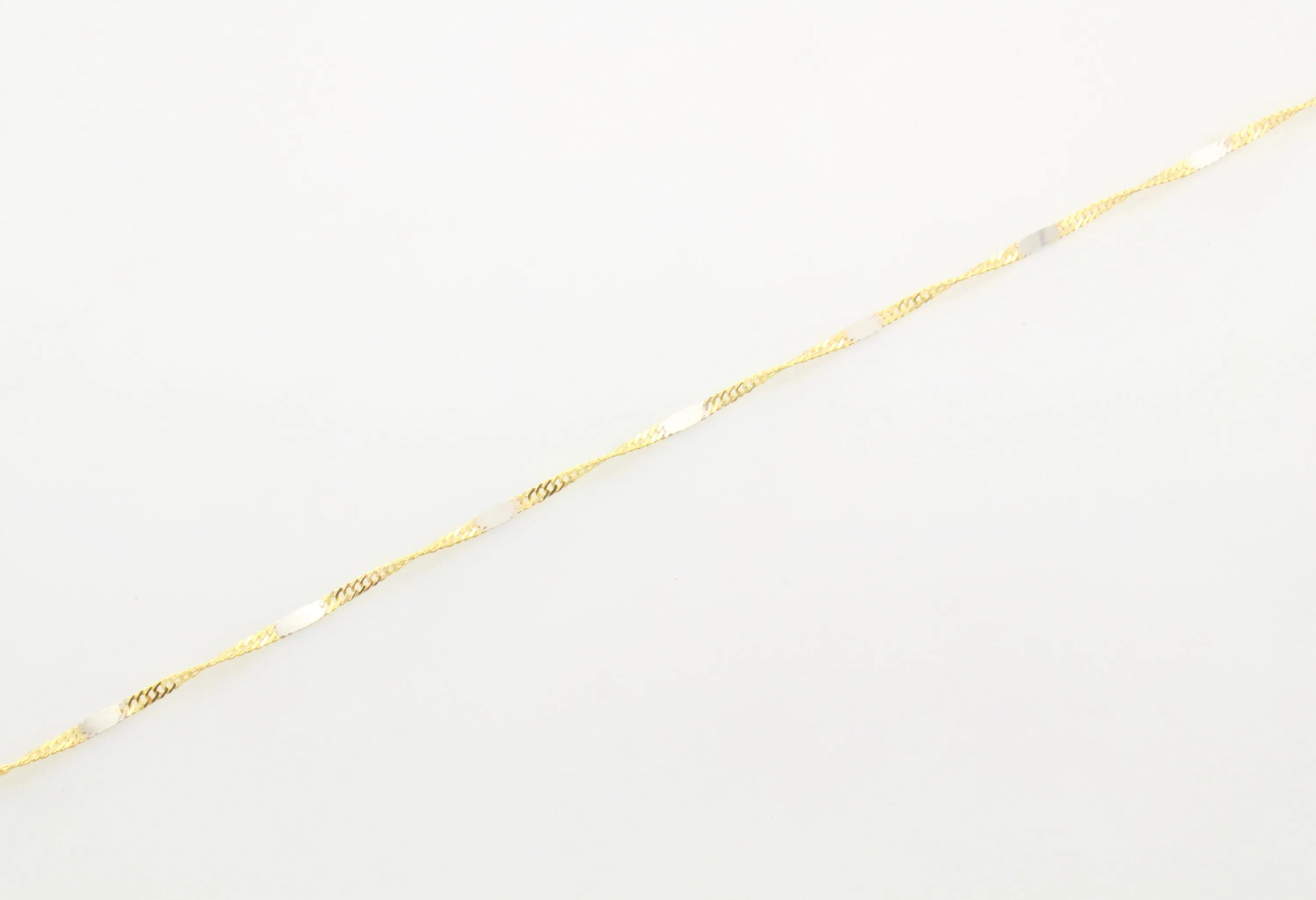 14K Gold Two Tone Singapore Chain Anklet