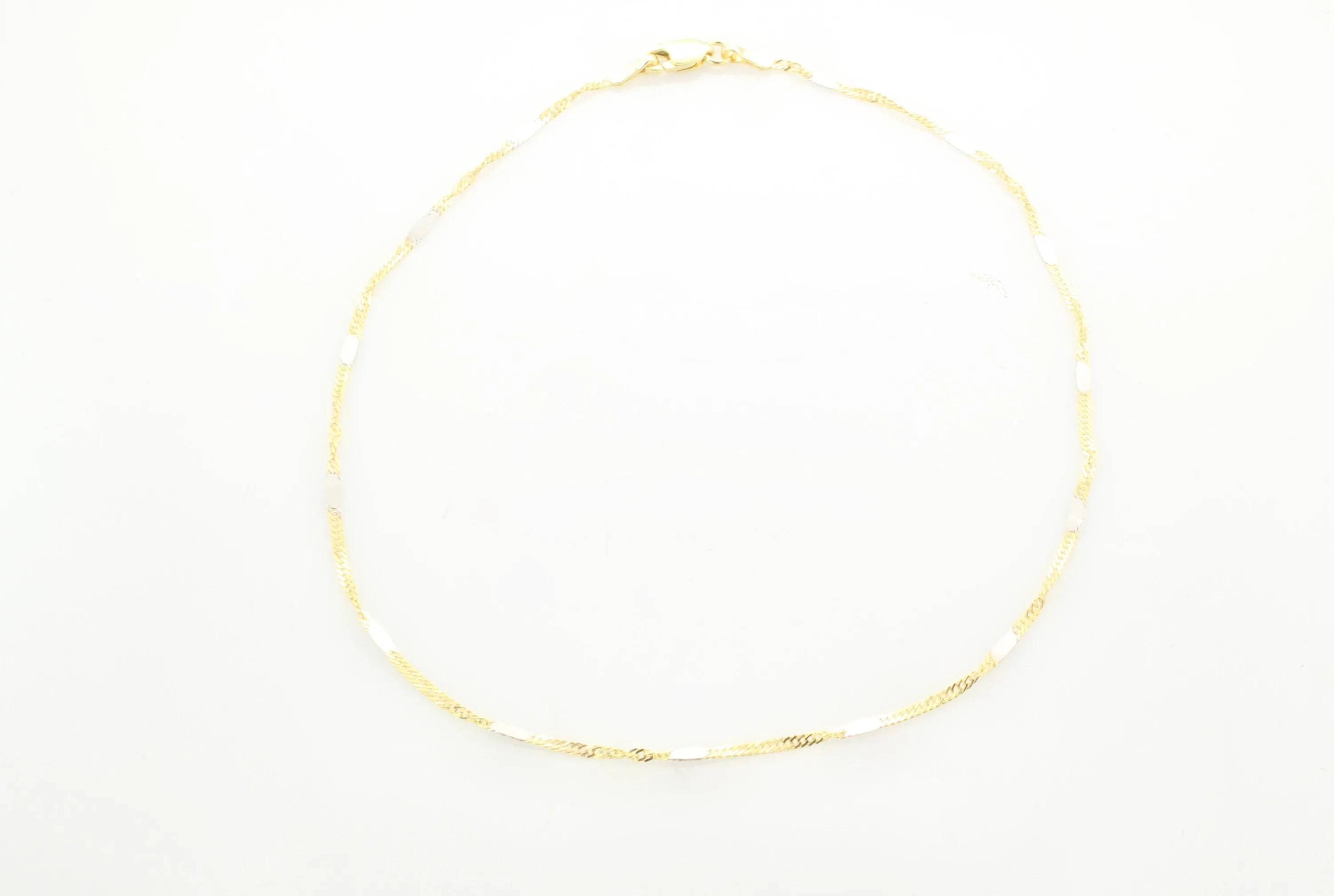 14K Gold Two Tone Singapore Chain Anklet