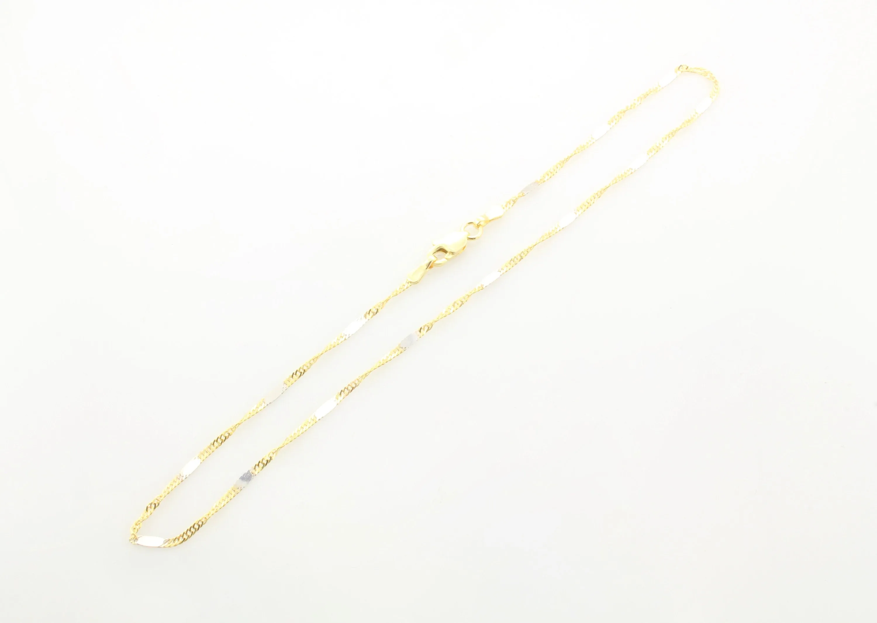 14K Gold Two Tone Singapore Chain Anklet