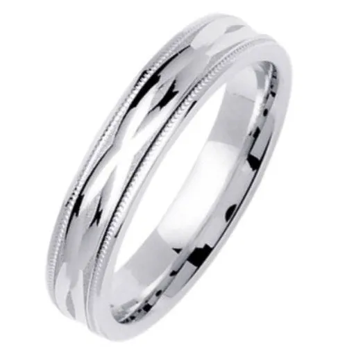 14K or 18K White Gold Carved Ring