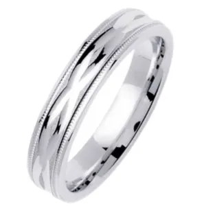 14K or 18K White Gold Carved Ring