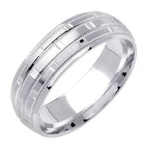14K or 18K White Gold Carved Ring