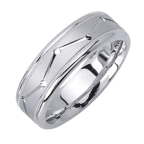 14K or 18K White Gold Carved Ring
