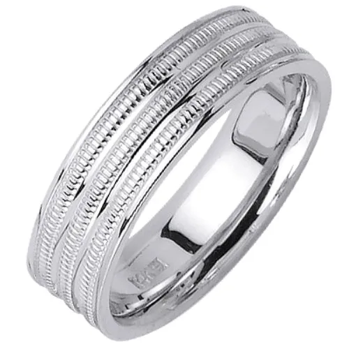 14K or 18K White Gold Milligrain Ring