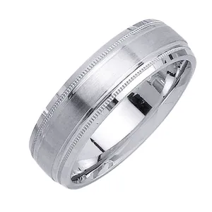 14K or 18K White Gold Milligrain Ring