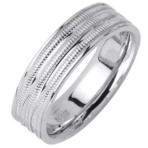 14K or 18K White Gold Milligrain Ring