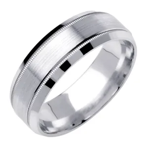 14K or 18K White Gold Plain Miligrain Ring