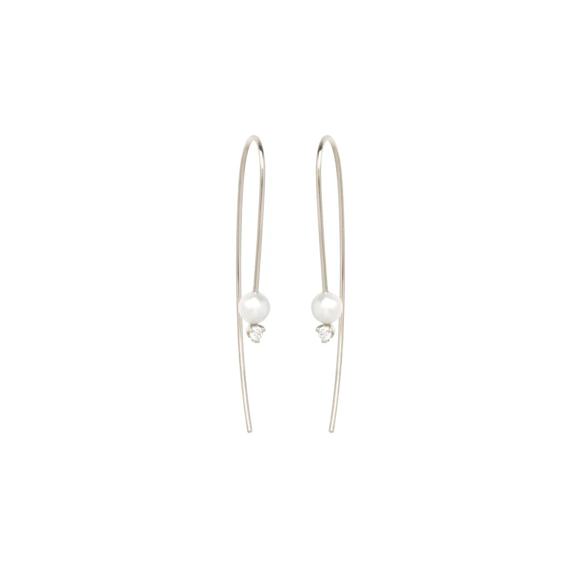 14k Pearl & Diamond Wire Earrings