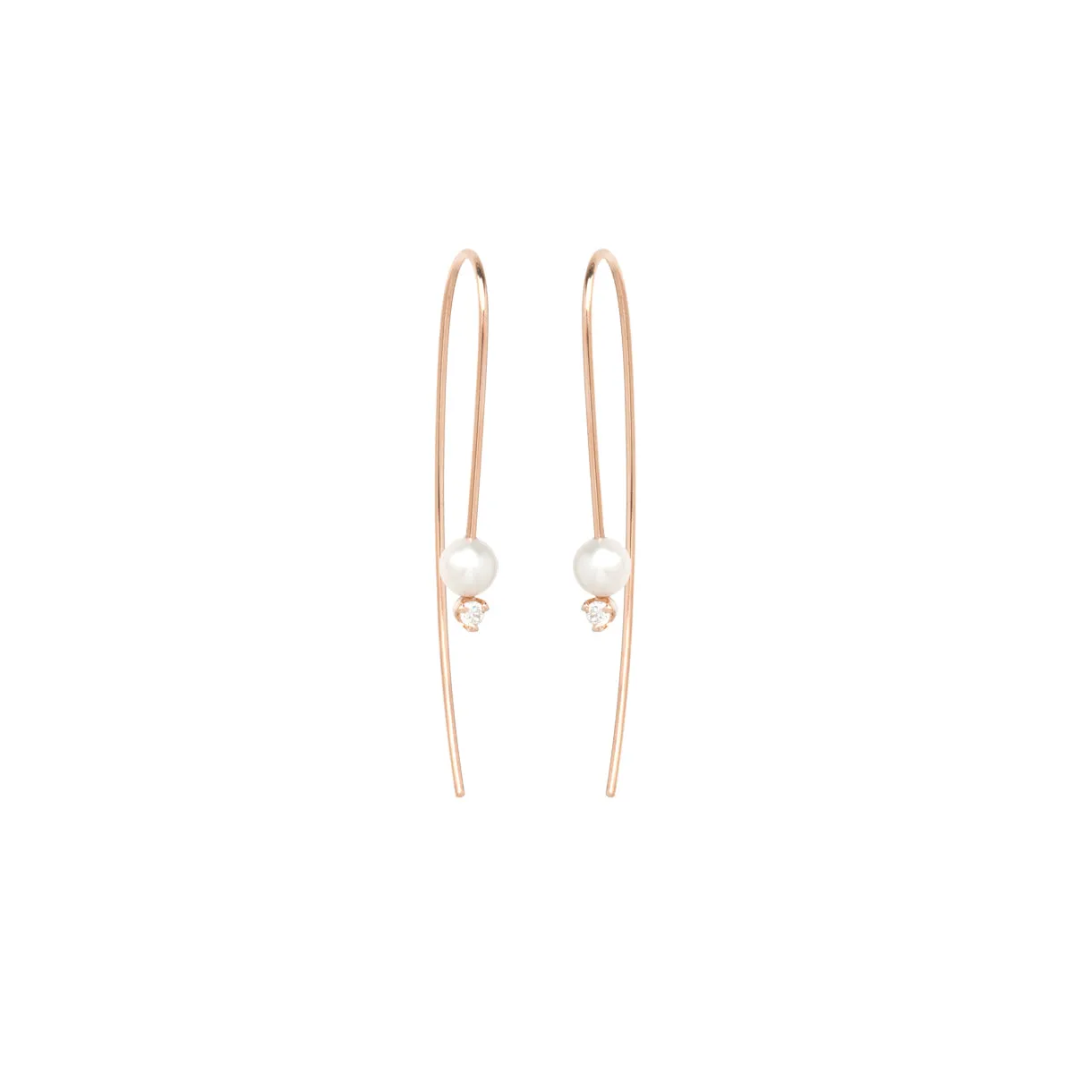 14k Pearl & Diamond Wire Earrings