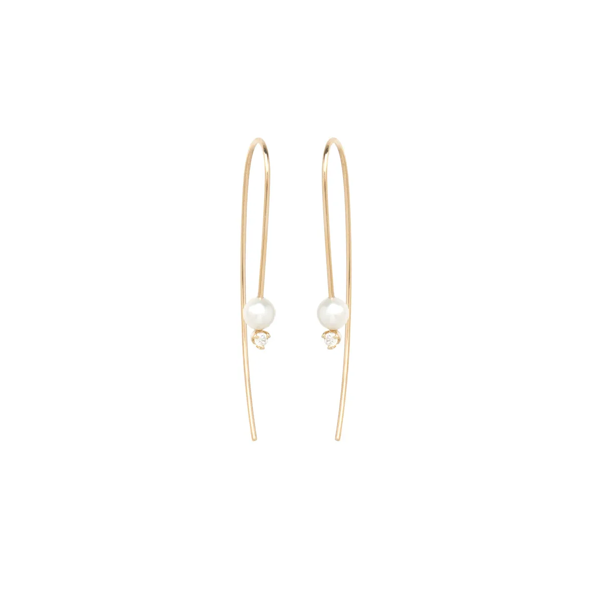 14k Pearl & Diamond Wire Earrings
