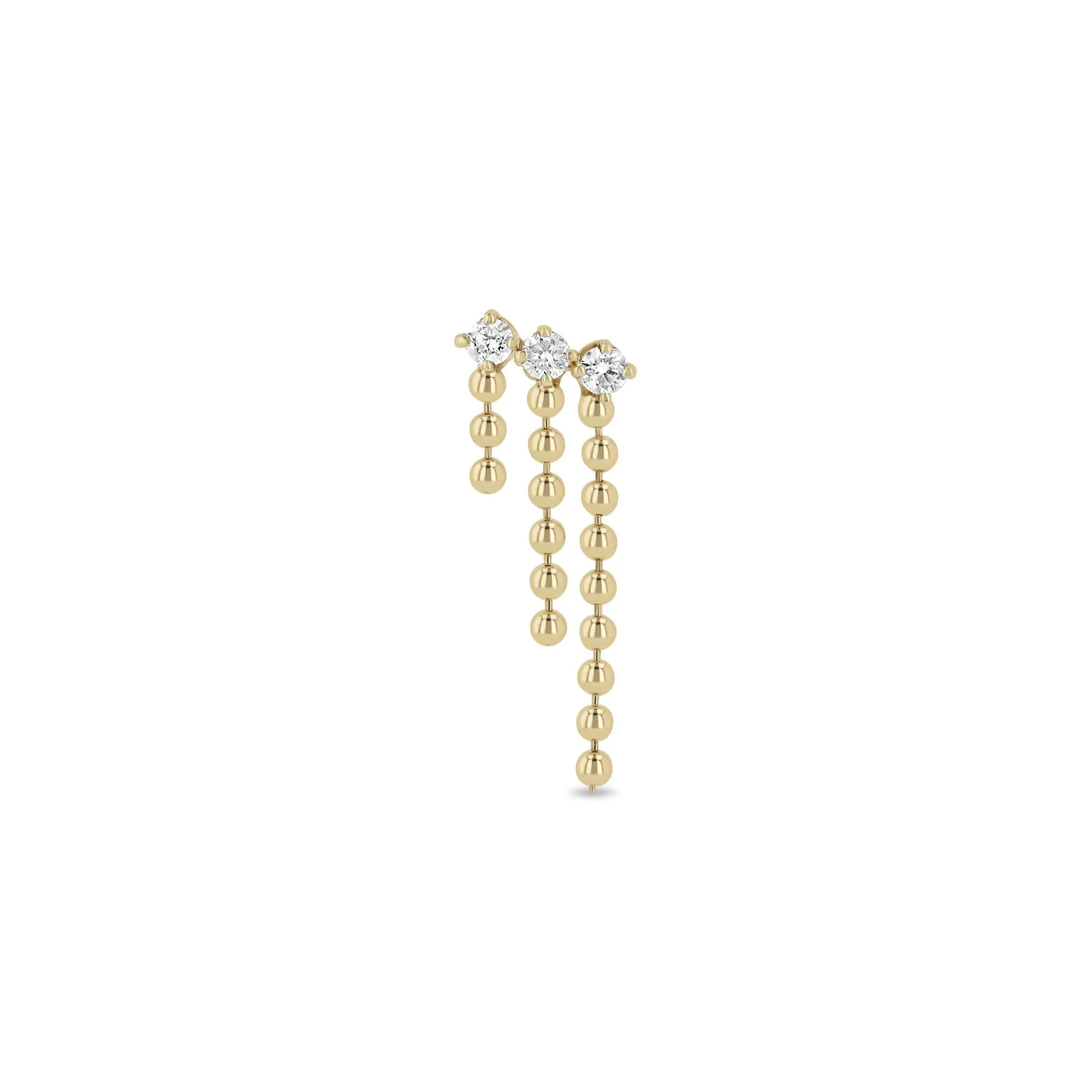14k Prong Diamond & Bead Chain Waterfall Earrings