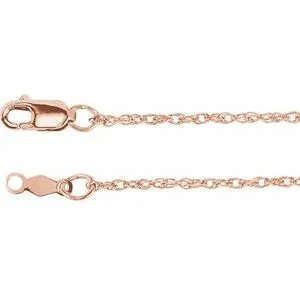 14K Rose 1.25 mm Rope 18" Chain