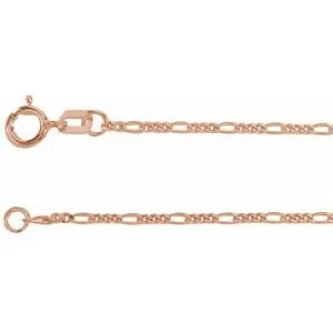 14K Rose 1.28 mm Figaro 24" Chain