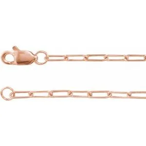 14K Rose 1.95 mm Elongated Flat Link 16" Chain