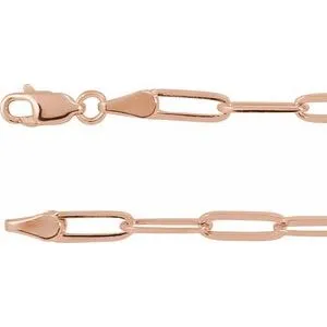 14K Rose 3.85 mm Paperclip-Style 20" Chain