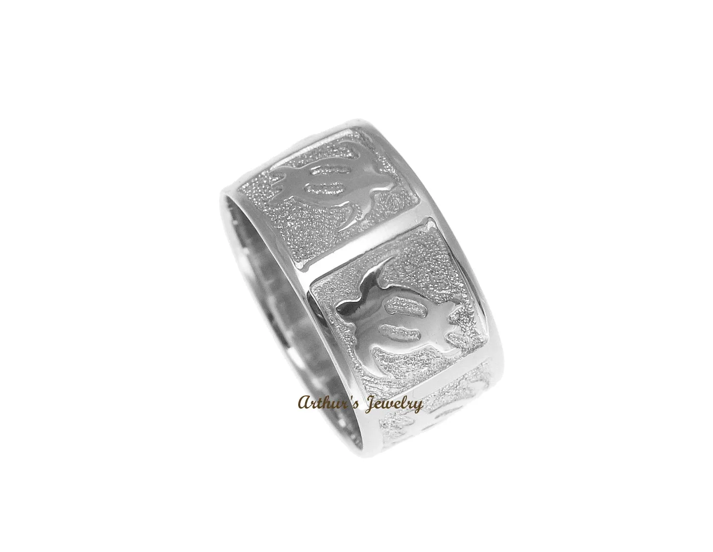 14K SOLID WHITE GOLD 10MM CUSTOM MADE HAWAIIAN HONU TURTLE PERSONALIZED RING