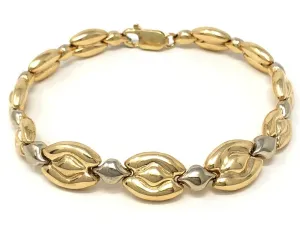 14k Two Tone Gold Fancy Reversible Bracelet 8" 13.7 grams 10.8mm