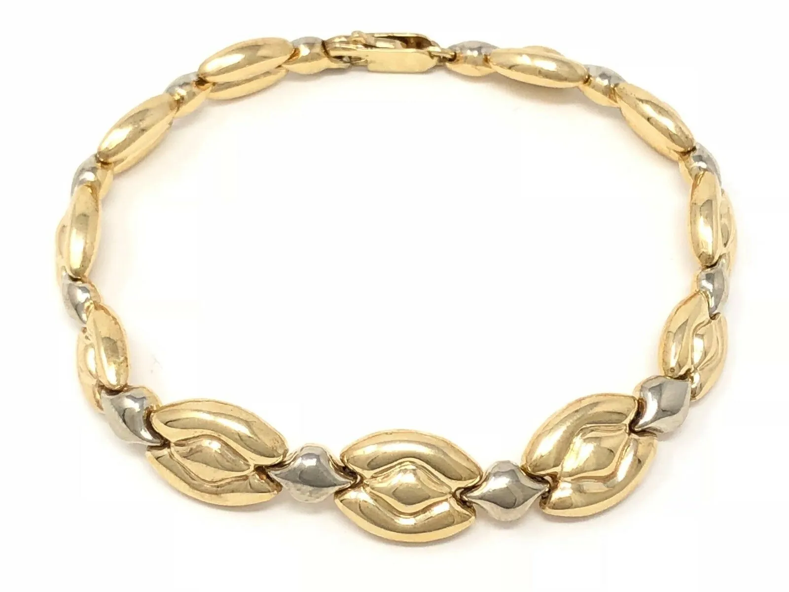 14k Two Tone Gold Fancy Reversible Bracelet 8" 13.7 grams 10.8mm
