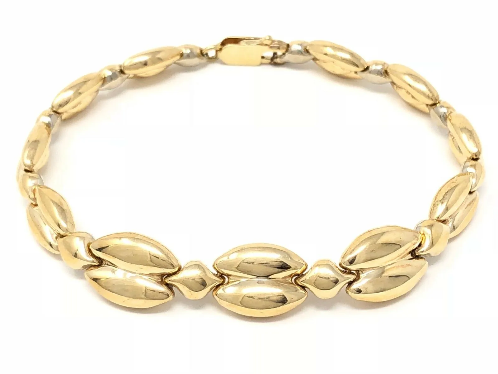 14k Two Tone Gold Fancy Reversible Bracelet 8" 13.7 grams 10.8mm
