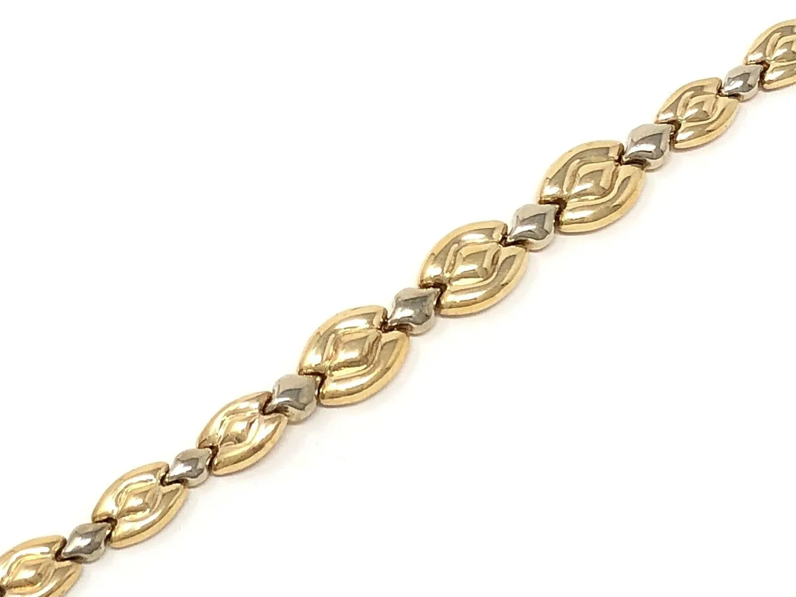 14k Two Tone Gold Fancy Reversible Bracelet 8" 13.7 grams 10.8mm