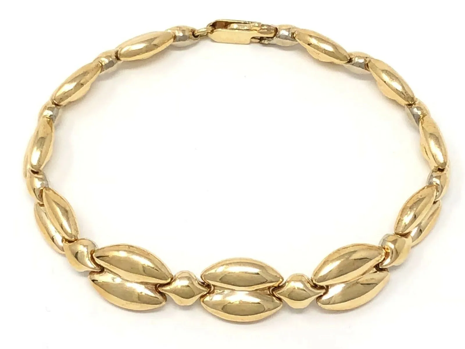 14k Two Tone Gold Fancy Reversible Bracelet 8" 13.7 grams 10.8mm