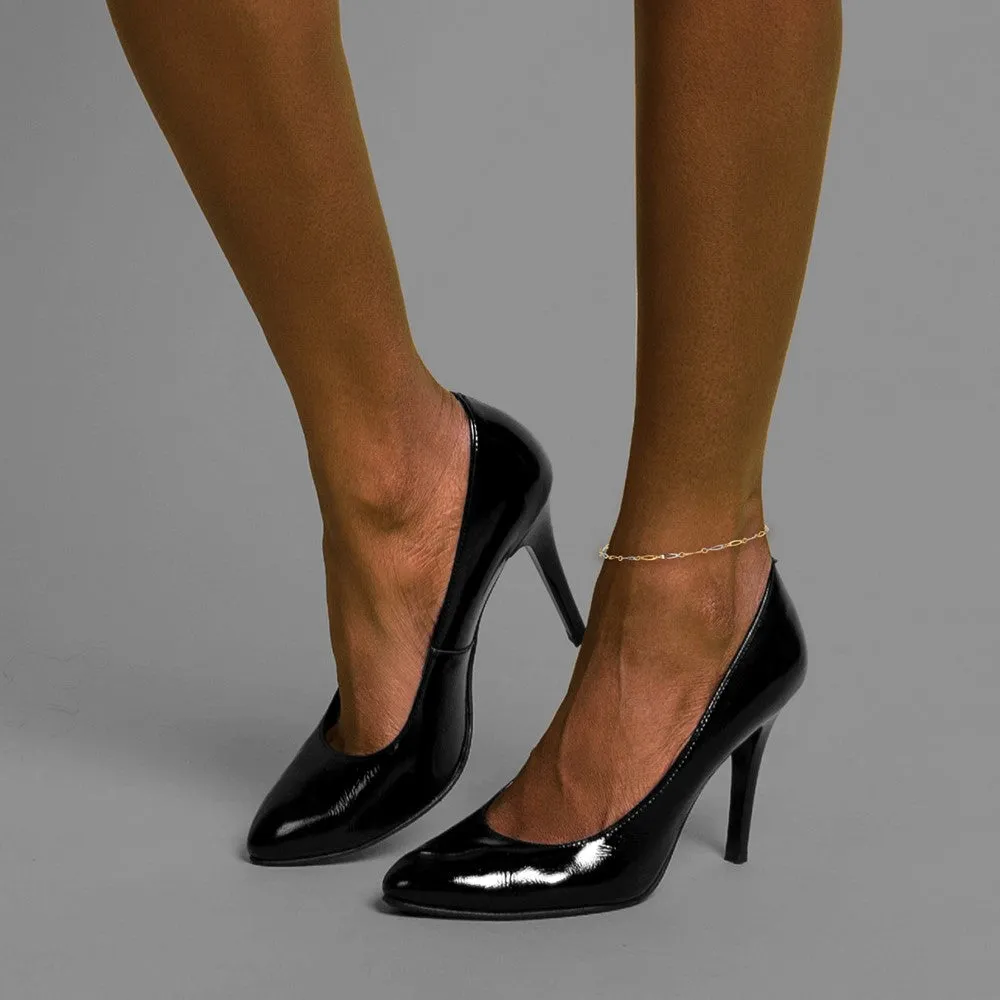 14k Two-Tone Polished Link 9.0 Plus 1in ext. Anklet