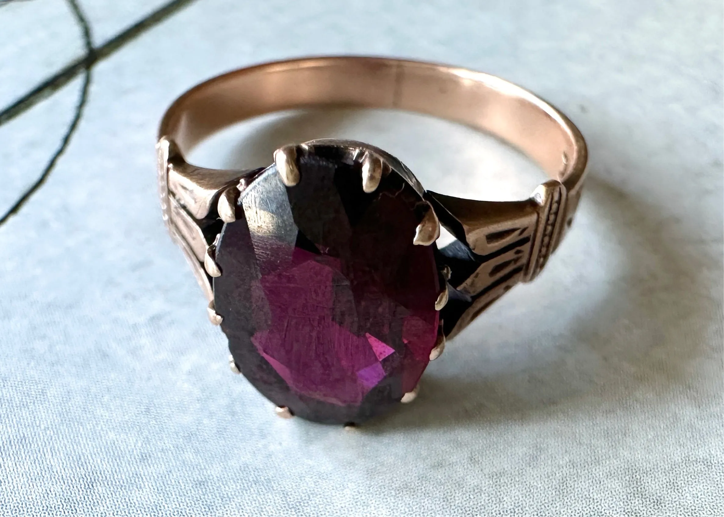 14k Victorian Gold and Rubellite (Red Tourmaline) Ring