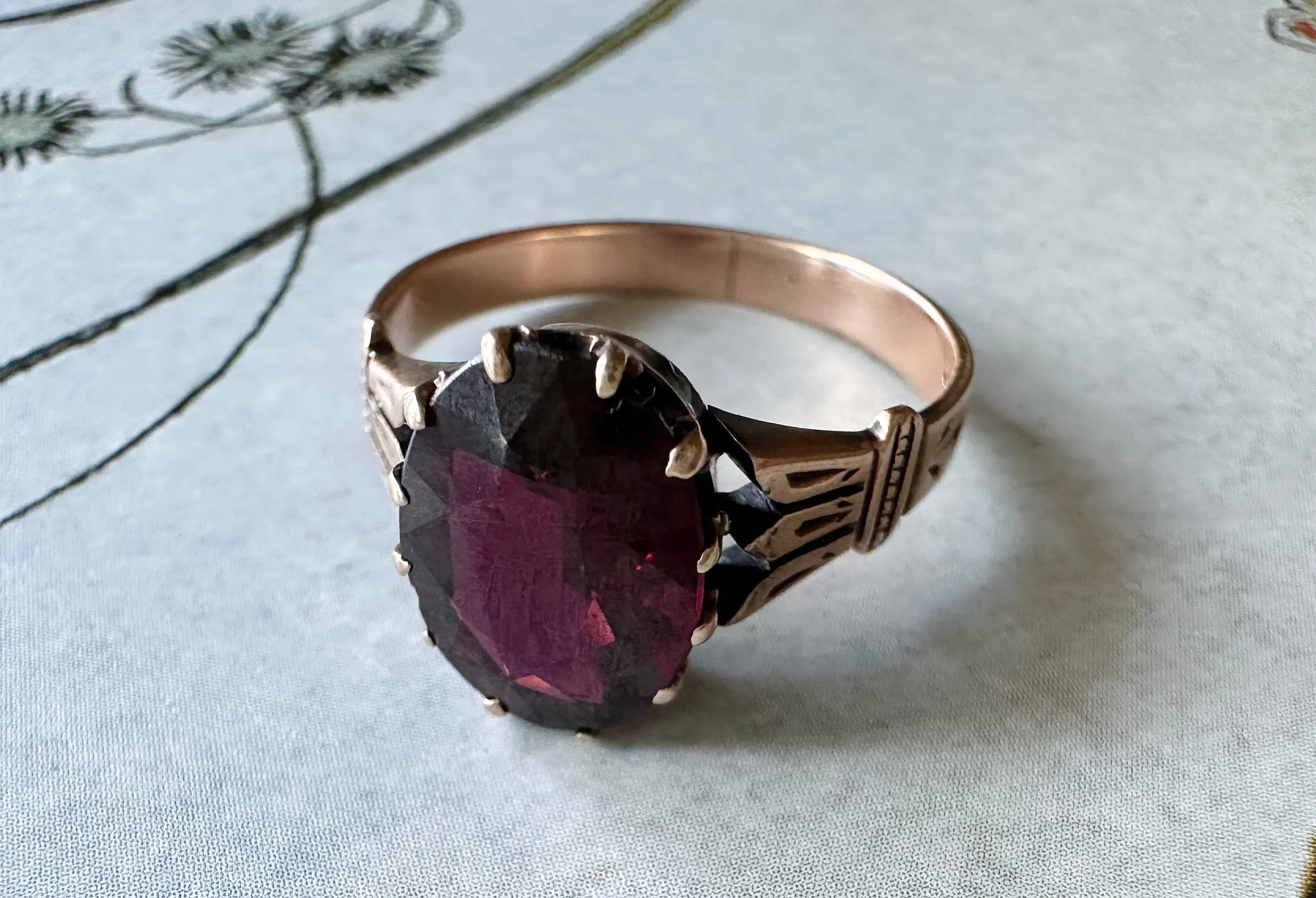 14k Victorian Gold and Rubellite (Red Tourmaline) Ring