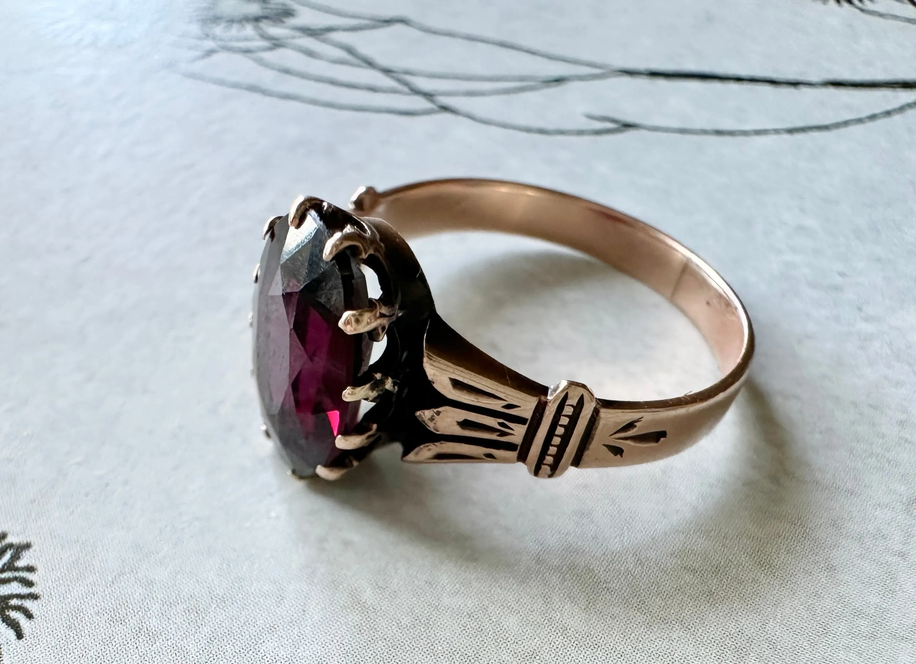 14k Victorian Gold and Rubellite (Red Tourmaline) Ring