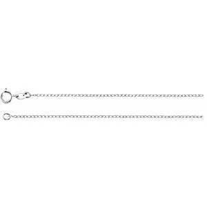 14K White 1 mm Solid Baby Curb 24" Chain