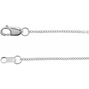 14K White 1 mm Solid Cable 20" Chain