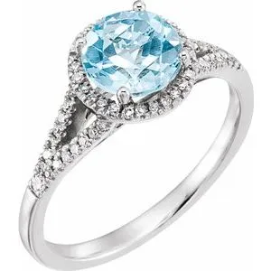 14K White 1/5 CTW Diamond & Sky Blue Topaz Ring